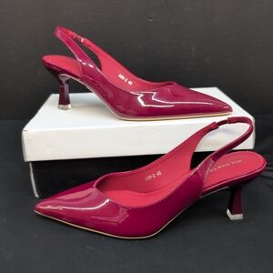 Xin Jing Shoes Fashionable Versatile Slip On High Heel Pumps Size 40 Red